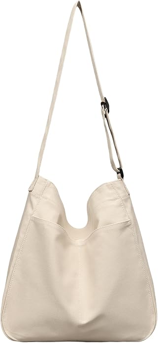 Arkefi Hobo Bag Canvas Crossbody Shoulder Bag for Women and Men Large Casual Messenger Bags Canvas Tote Bag Travel Work