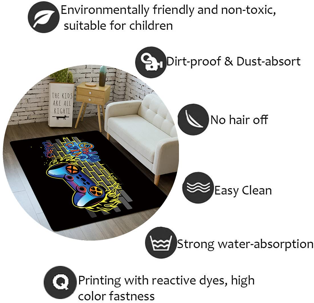 Tappeto Gamer Controller 3D 100x150 Cm - Morbido Antiscivolo Per Camera Da Letto