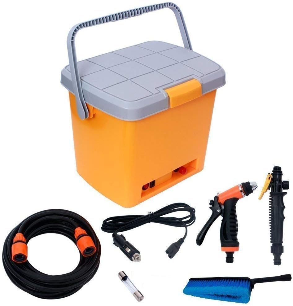 Toriox Portable 12V DC Electric Pressure Washer, Car Washer with Air Compressor High Pressure Water Pump, Brush,16 Litter Water Tank Storage Box, High Pressure Wand Perfect for Washing Vehicle, Cars