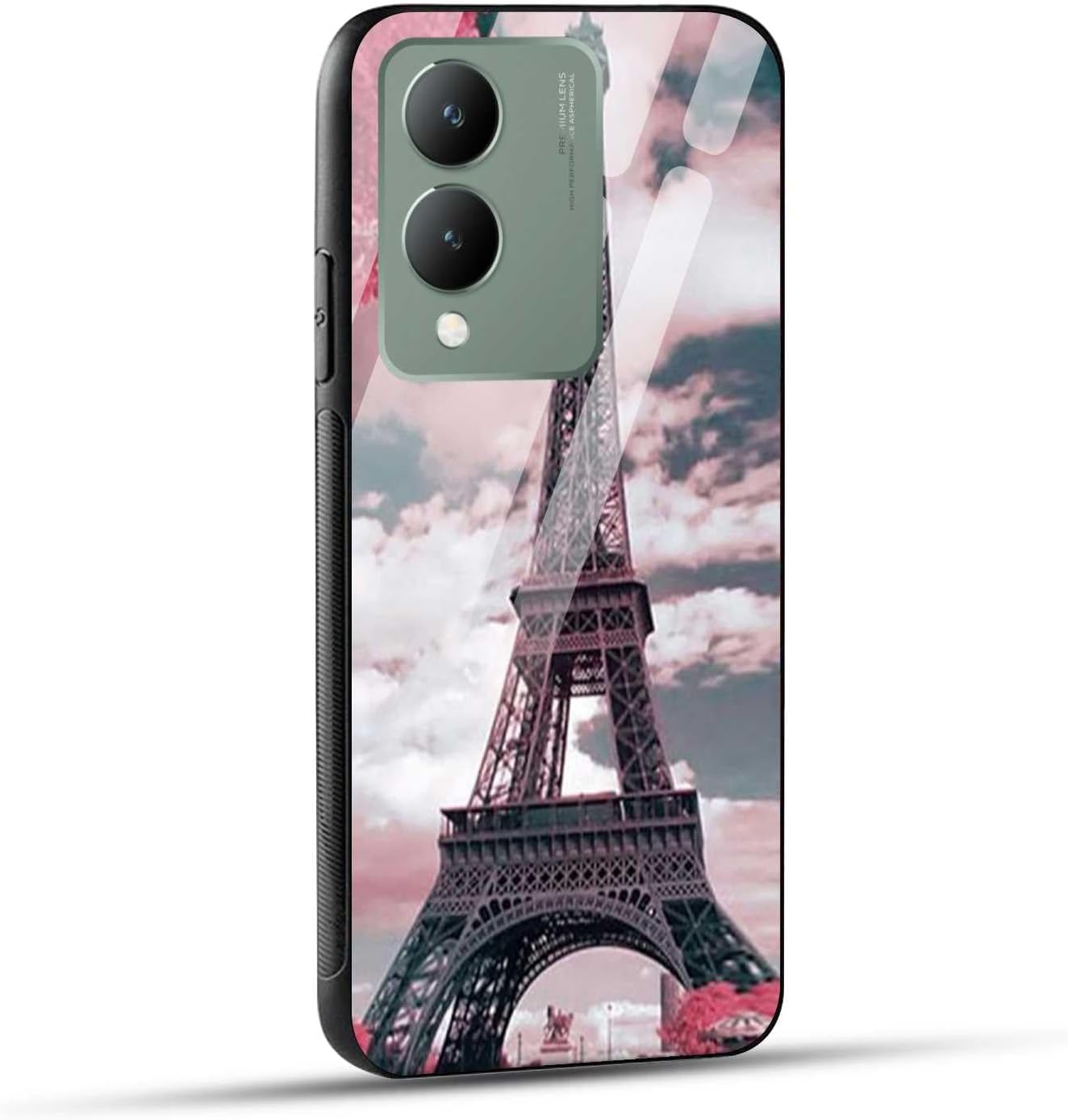 NDCOM for Vivo Y28 5G Back Cover, Vivo Y17s Back Cover, Protective Vivo Y 28 5G Back Cover Paris Tower Printed Metal Case