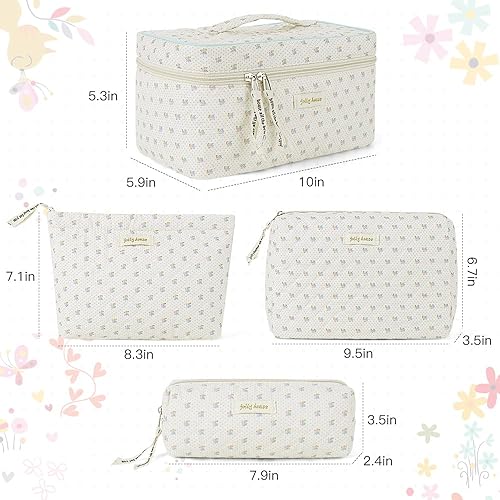 Miniatura 7 de Cessfle Bolsa de maquillaje Kawaii de algodón, bolsa grande de viaje para cosméticos, bolsa de maquillaje de coqueta acolchada, bolsa de maquillaje