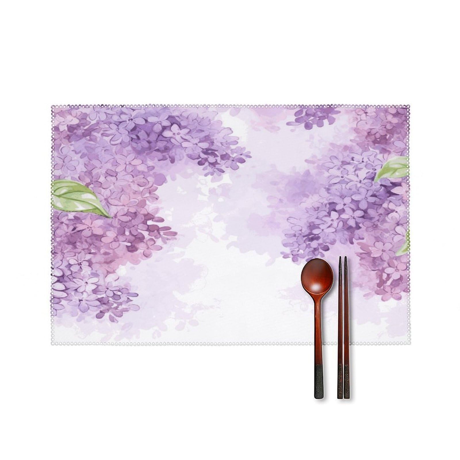 Fekiloot Style Framing Lilac Flowers In Blossom Placemats Set Of 6,Table Mat