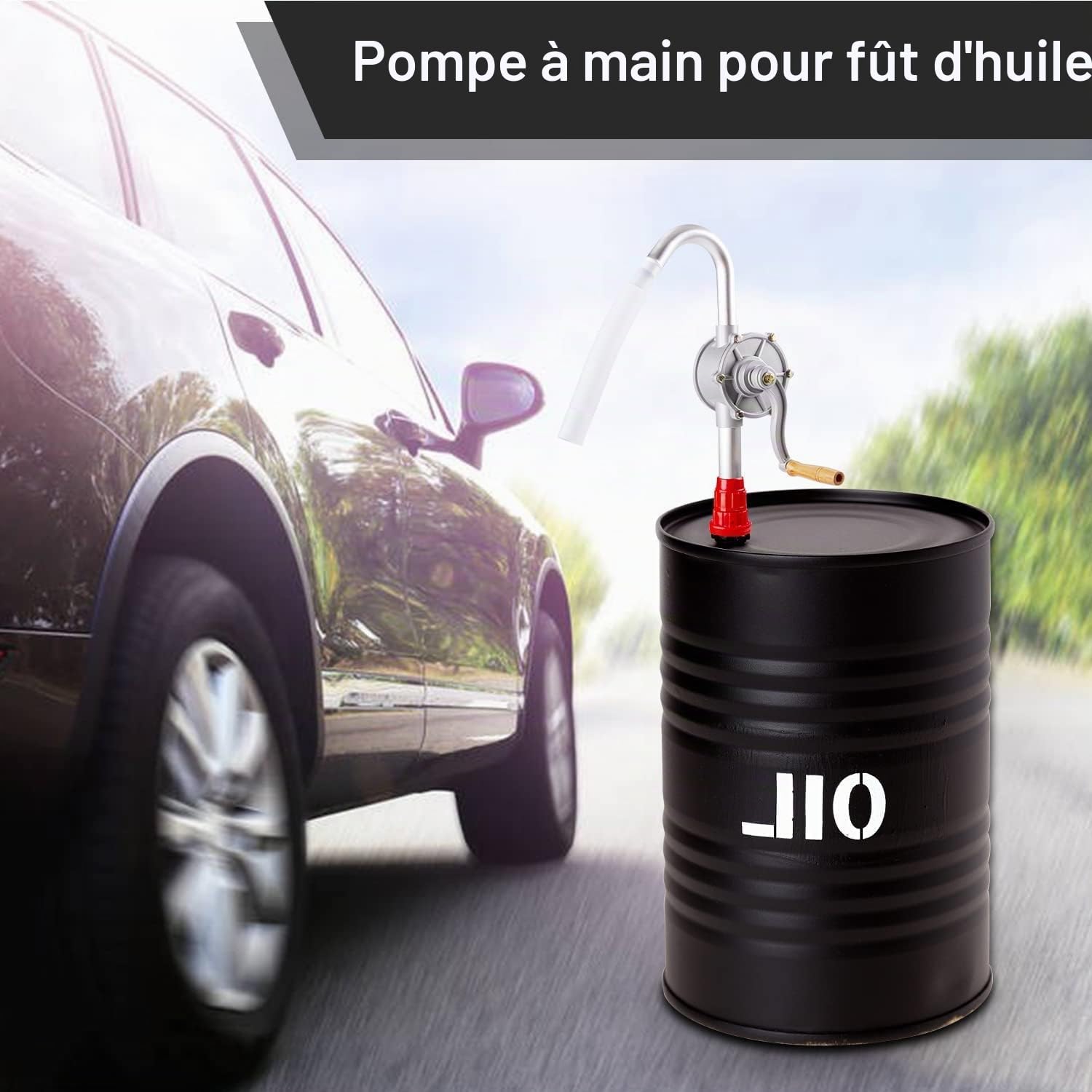 GOTOTOP Pompe à Manuelle, Pompe à Main à Carburant à Rotative en Aluminium Portative, 29 L/Min, pour Le Transfert de Liquides Essence Kérosène, Moteur, Hydraulique