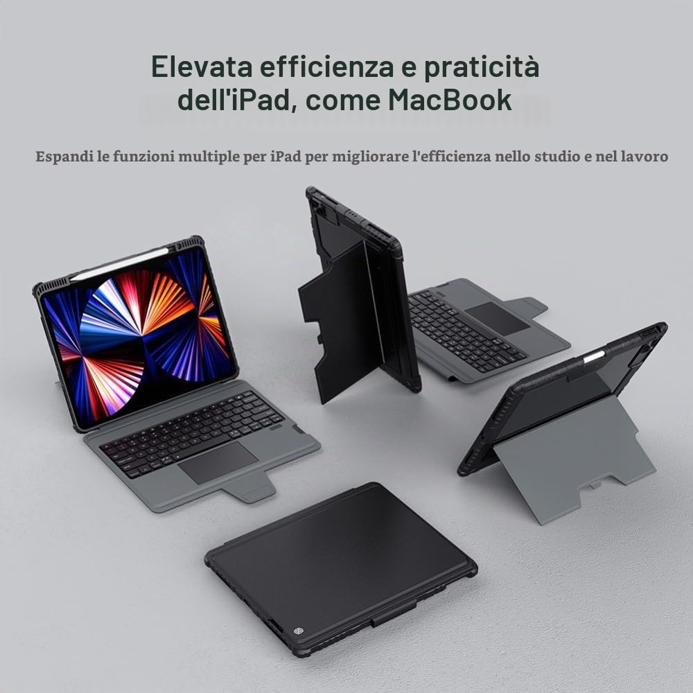 Nillkin Custodia con tastiera combinata compatibile con iPad Pro 12.9 2018/2020/2021/2022 (nero)
