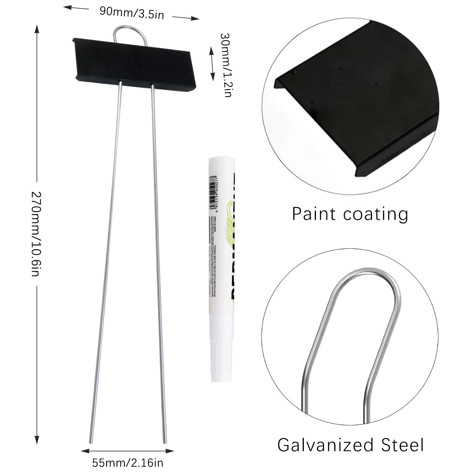 Lot de 30 étiquettes en métal en acier inoxydable résistant aux intempéries pour plantes de jardin avec stylo pour semis, fleurs, herbes, légumes (noir)