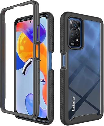 for Redmi Note 11 Pro Phone Case, Shock 2 in 1 Drop Protection Hybrid Heavy Duty Dual Layer Armor Protective Cover for Redmi Note 11 Pro -Black