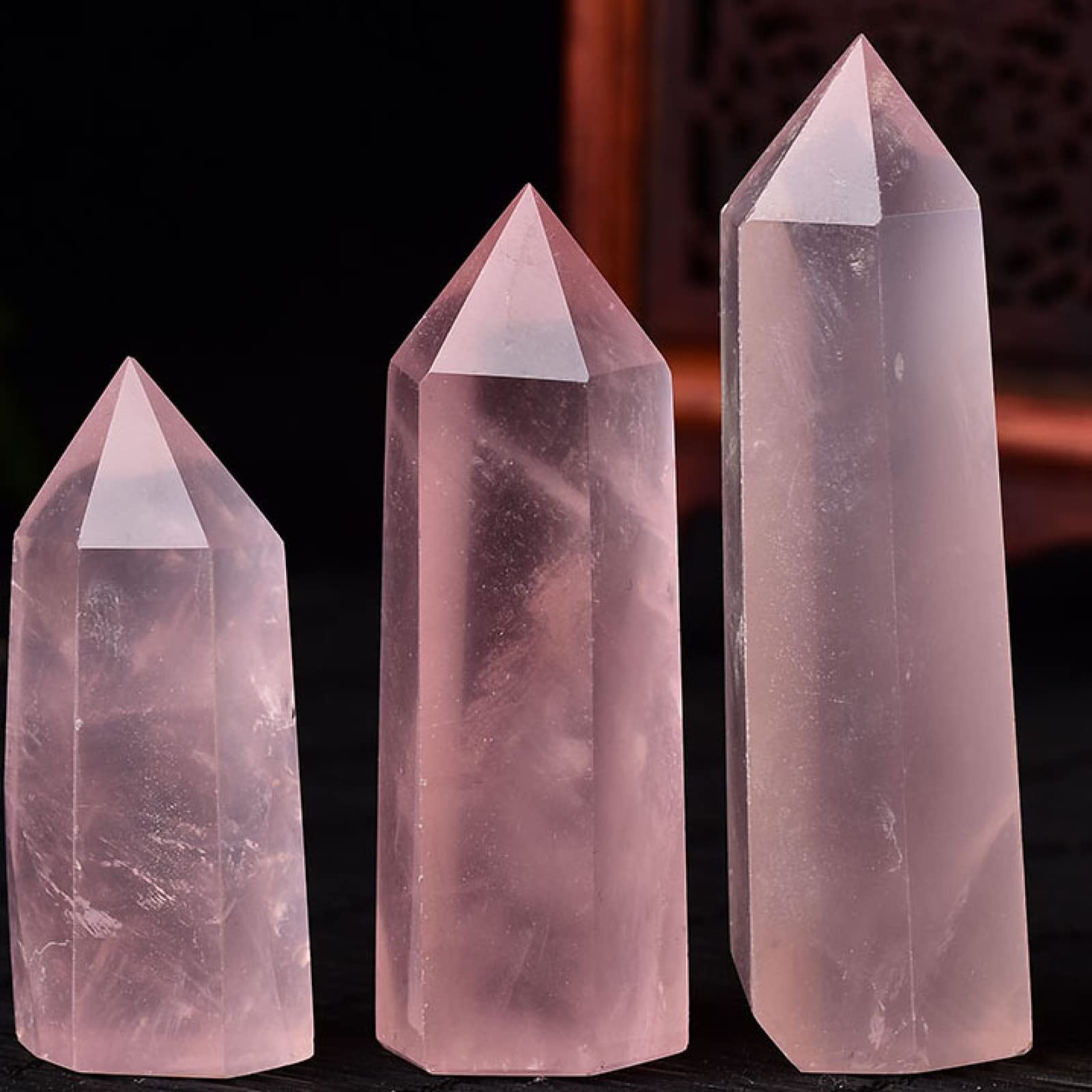 天然水晶 ナチュラルピンクローズクォーツ クリスタル オベリスク