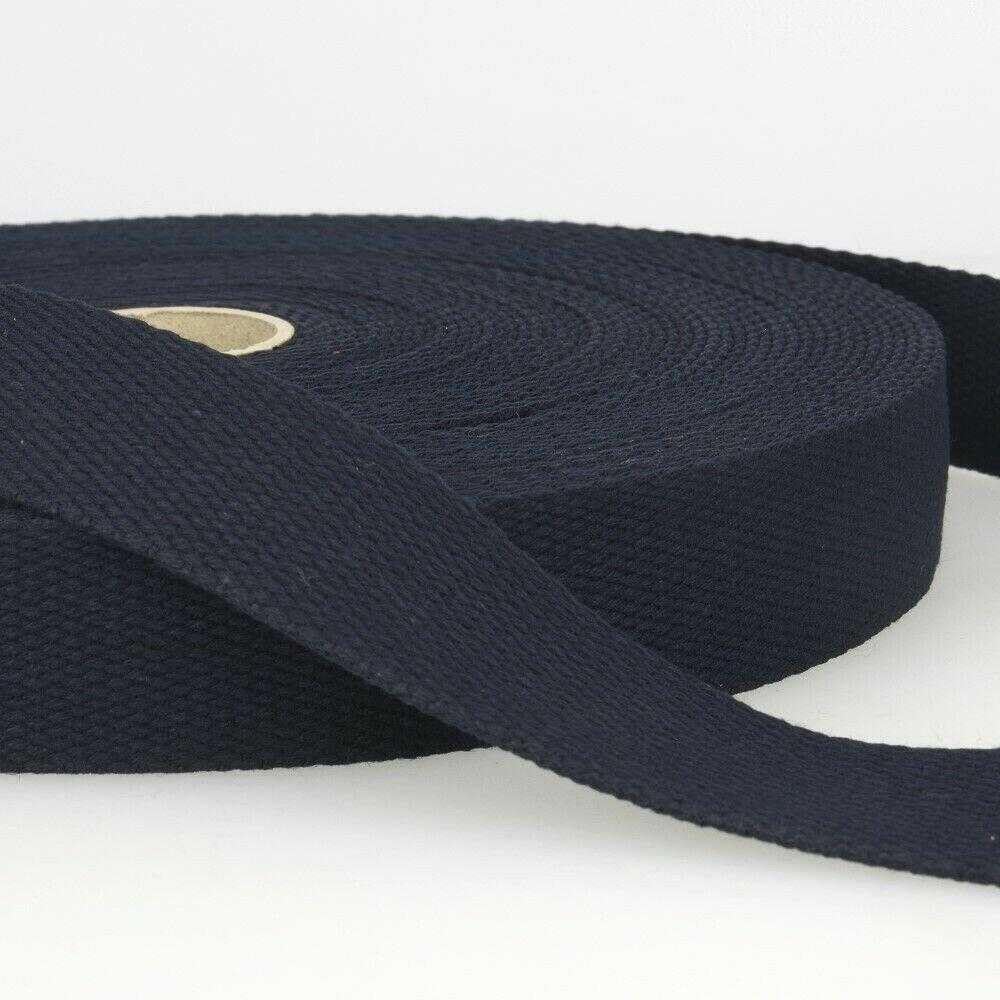 25mm Cotton Webbing 2mm Strap 231D, 023 Navy Blue Almost Black, 1 Metre โ image 1