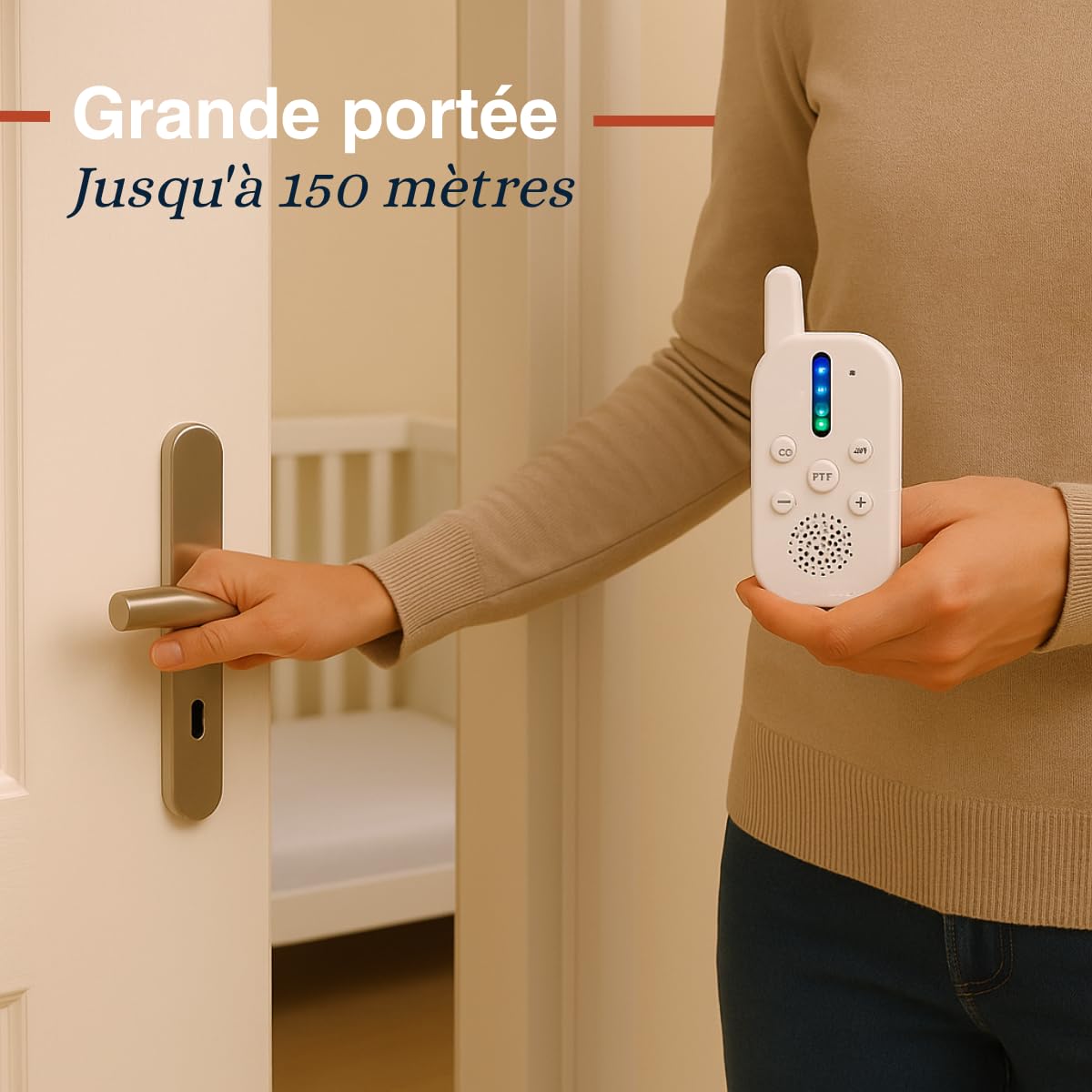 Grundig Babyphone Audio DECT - s150 m - Unité Parents-bébé - Indicateur sonore LED et Fonction réponse - Accessoires Chambre d'enfant - Blanc