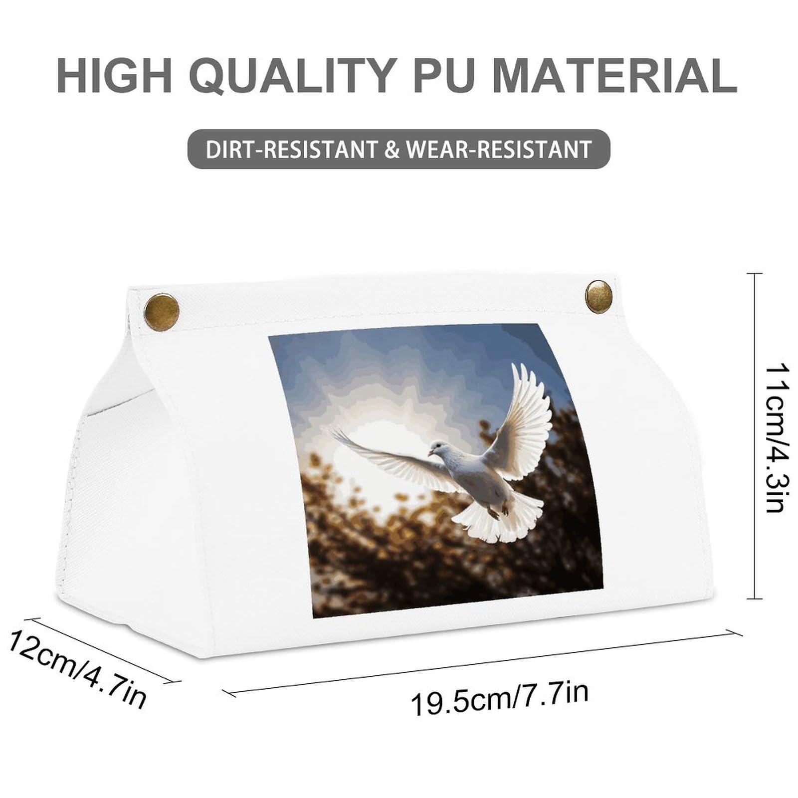 White Dove Flying in The Sun White Tissue Box Cover Rectangle PU Leather Cover for Tissue Boxes Modern Tissue Holder for Bathroom Office Tissue Holders Decorative Cute Napkin Holder for Kitchen Bedroo