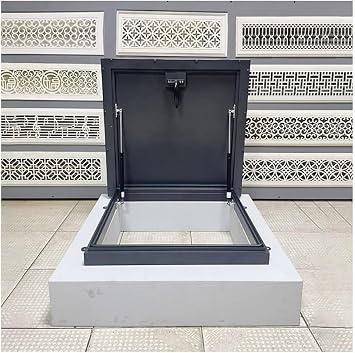 All-Weather Retractable Roof Hatch & Basement Door, 19.6In-39.3In Heavy Gauge Steel with Anti-Leak Edge Sealing,500mmx500mm/19.6Inx19.6In
