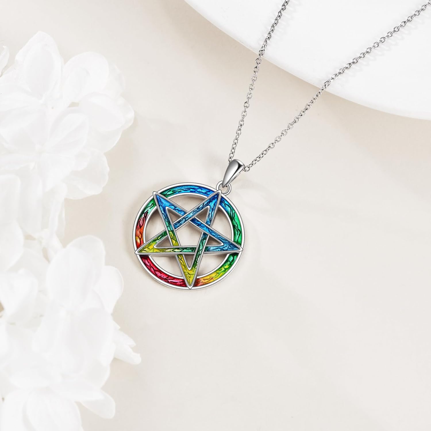 Pentagram Necklace for Women 925 Sterling Silver Pentagram Pendant Necklace Triple Spiral Jewelry Gift - Image 4
