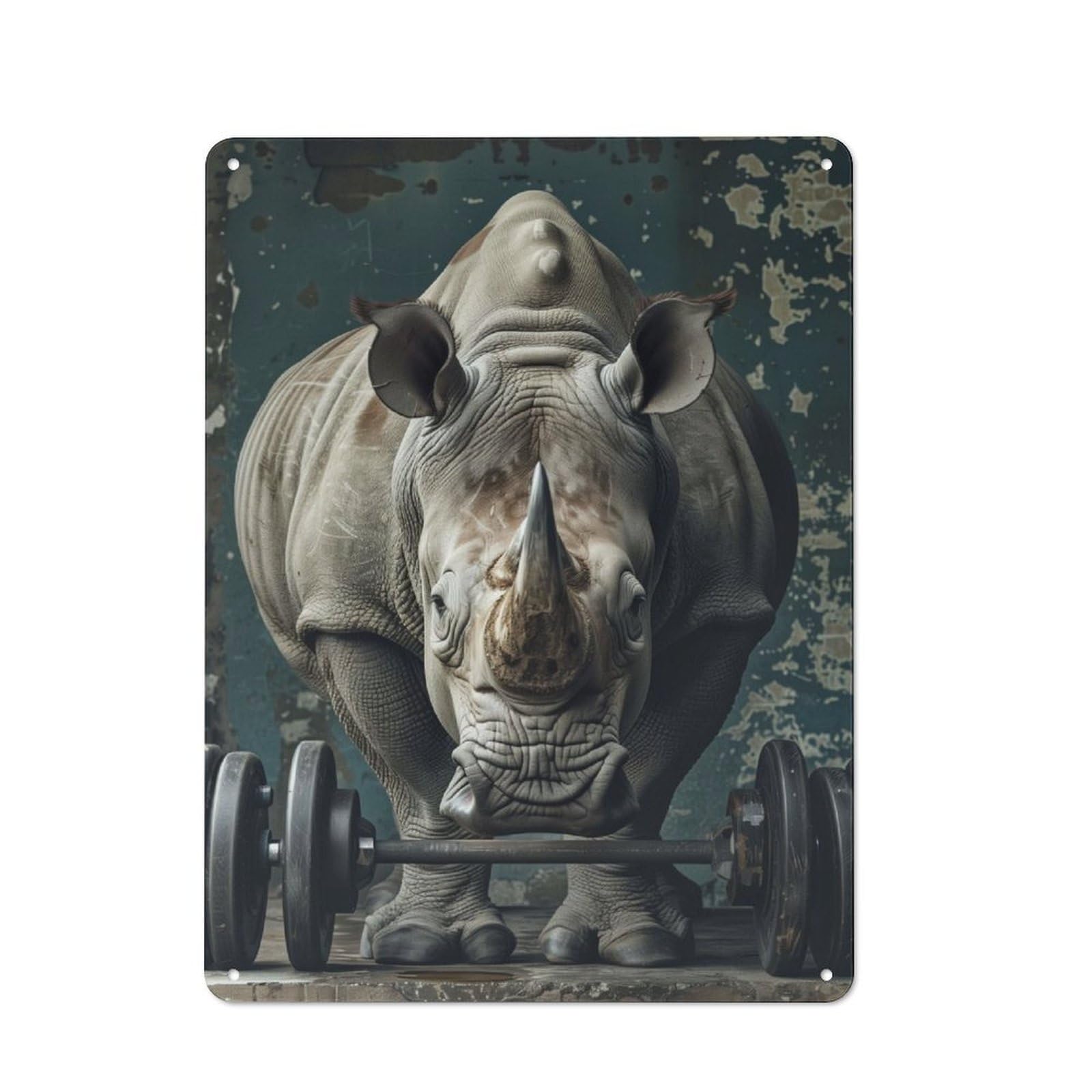 Rhino Fitness Muscles Gym Vintage Tin Sign 40x30cm for Pub Or Café, for Everyday Room Decor with A Vintage Look