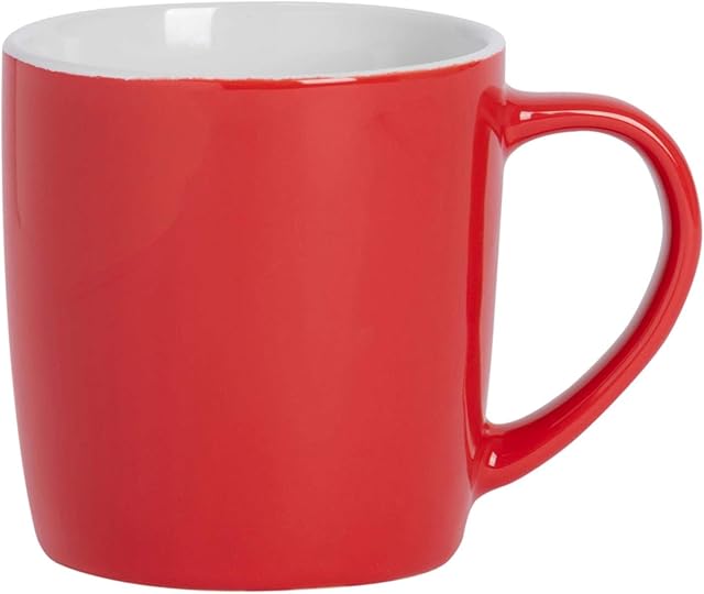 Argon Tableware Tea Coffee Mug - Contemporary Coloured Ceramic Cup - 350ml - Red