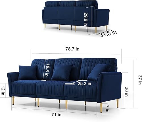 Miniatura 9 de Modernos sofás modulares de tela de terciopelo, juego de sofá modular de estilo de mediados de siglo, incluye sofá de 3 plazas, sofá biplaza, sillón