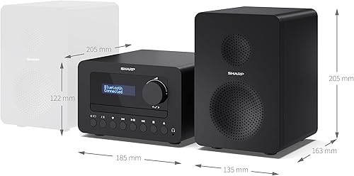 SHARP XL-B520D (BK) Tokyo Dab+ Hi-Fi Micro System, Compact Stereo Digital Radio with CD Player, Bluetooth 5.0, RDS, USB MP3 Playback, 2-Way Speakers & Remote Control, 40W – Black - 3