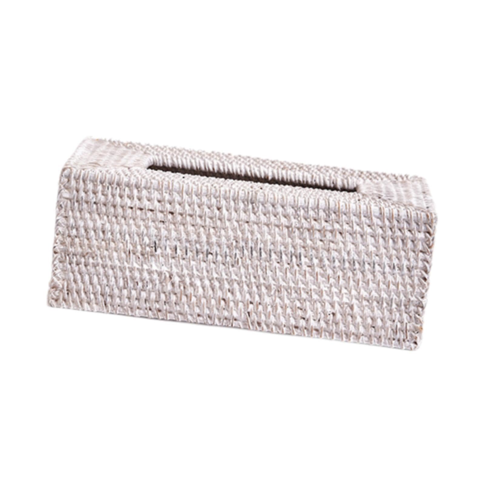 Porta Fazzoletti in Rattan, Organizer per Fazzoletti, Dispenser per Fazzoletti, Porta Fazzoletti Rimovibile, Porta Tovaglioli per Bagno, Bianco