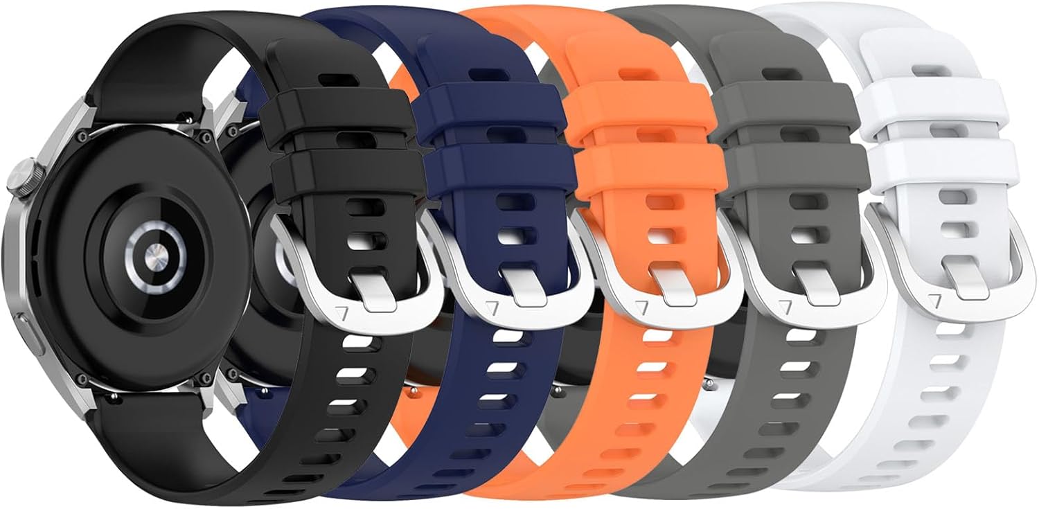 Generic 5Pack 18mm Watch Bands Compatible with Huawei Watch GT4 41MM/Garmin Venu 3S/Forerunner 265S Smart Watch Band Strap Soft Silicone Replacement Wristband Sport Band Bracelet for Women Men
