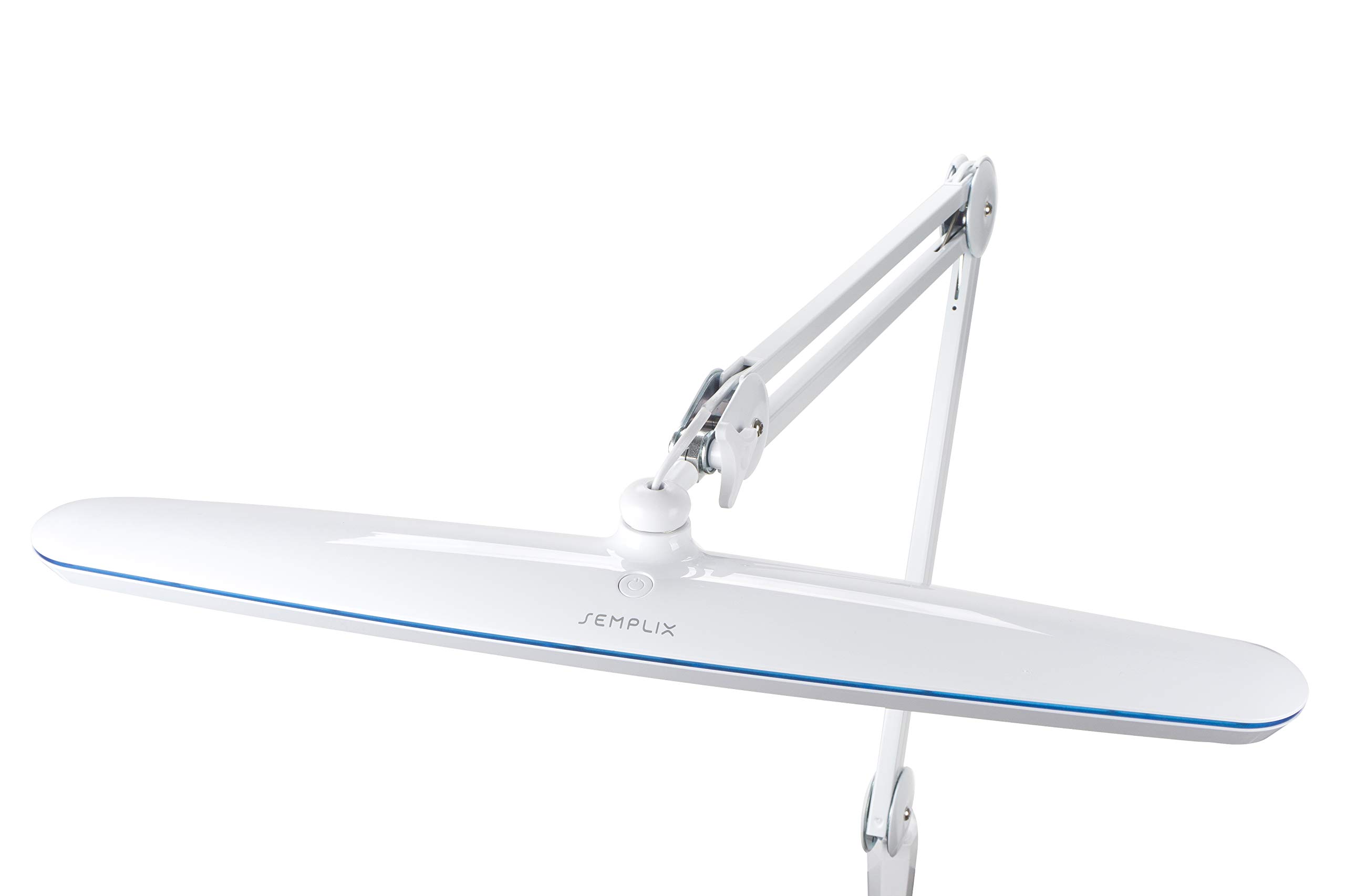 SEMPLIX LED Arbeits-Lampe Weiß: (117 PCS LED, 4fach dimmbar) Mit Tischstandfuß und -Klemme, höhenverstellbarem Lampenarm