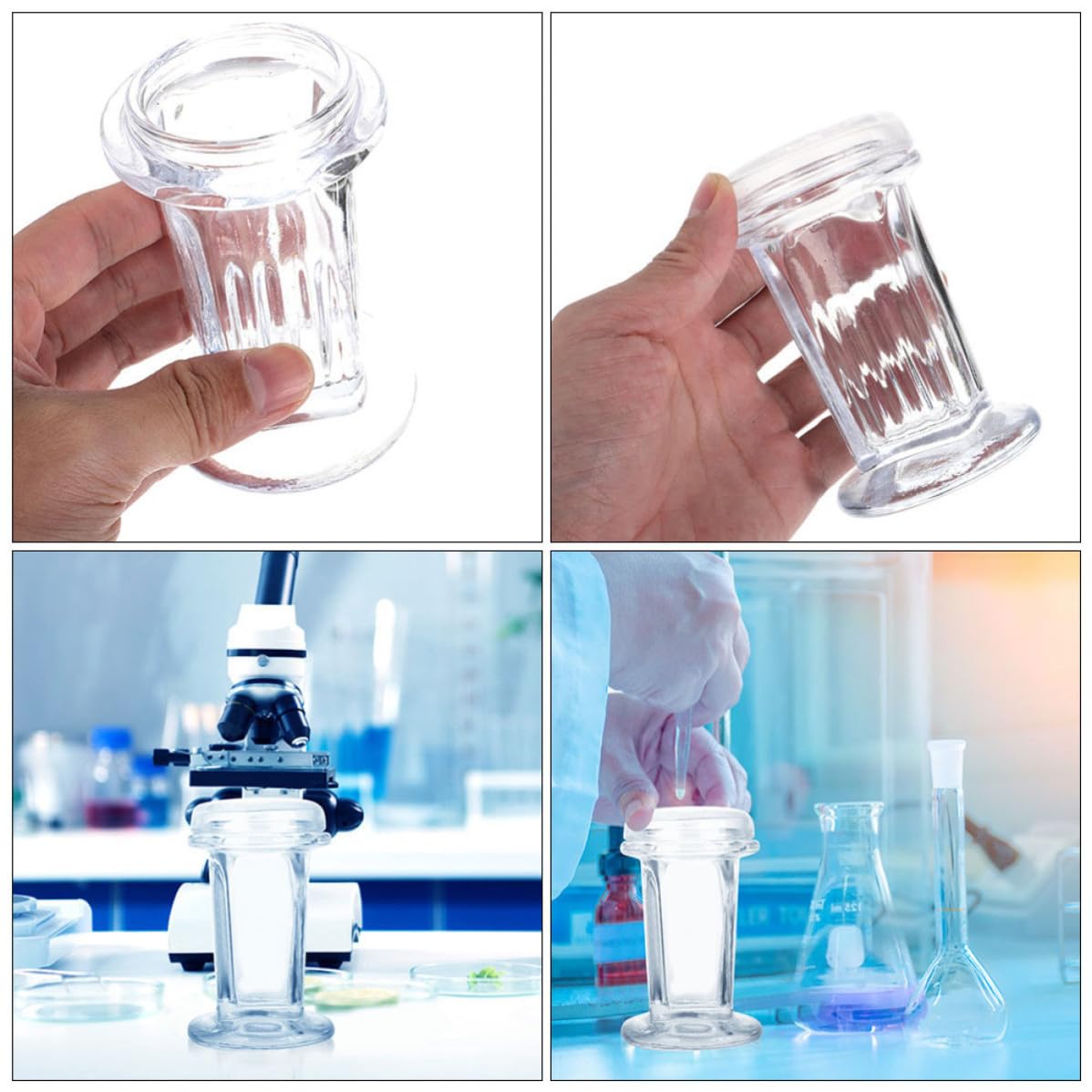Färbegefäße Hitzebeständig 60 Ml Fassungsvermögen aus Glas mit Deckel 3 Stück Geeignet für 5 Objektträger für Klinische Labore und Histologie