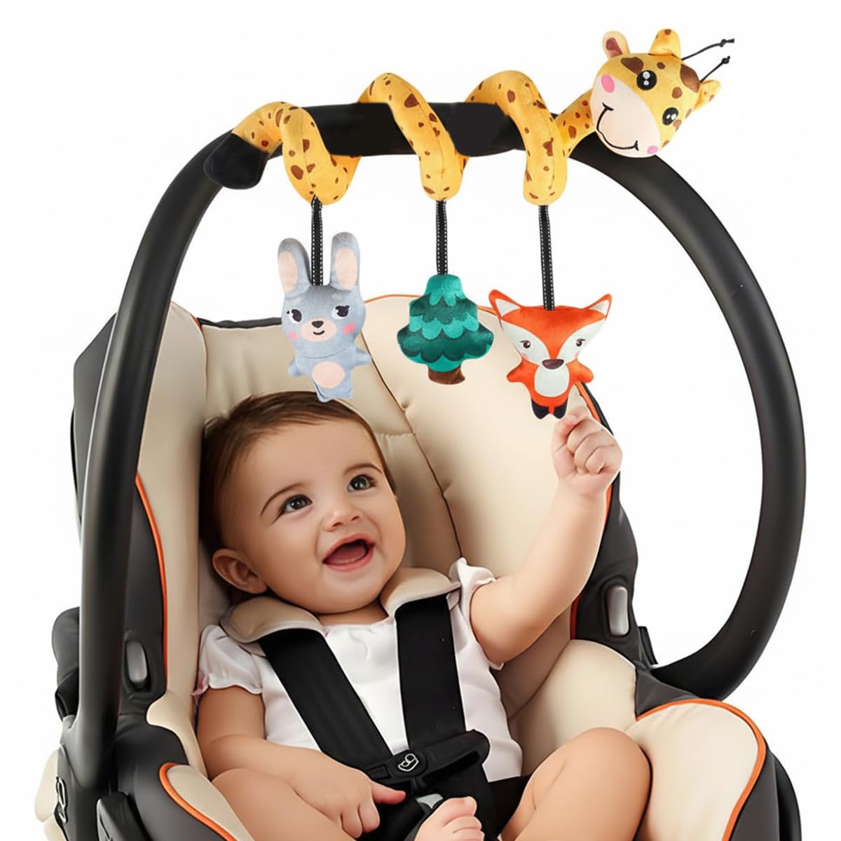 SNOWIE SOFT® Giraffe Stroller Soft Plush Toys for 6 Month Old Baby Spiral Colorful Sensory Toy Interactive Cartoon Stuffed Plush Baby Toys for 6 to 12 Months Crib Hanging Ornament-picture-23