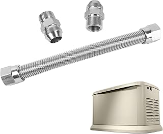 Gas Supply Line 0L4836A Fuel Line Flex 3/4 No PVC Part fit for Generac Generators, Flexible stainless steel flex line, Replaces 0D3031 Rubber Hoses, 15" Fuel Connection Hose