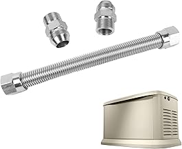 Gas Supply Line 0L4836A Fuel Line Flex 3/4 No PVC Part fit for Generac Generators, Flexible stainless steel flex line, Replaces 0D3031 Rubber Hoses, 15" Fuel Connection Hose