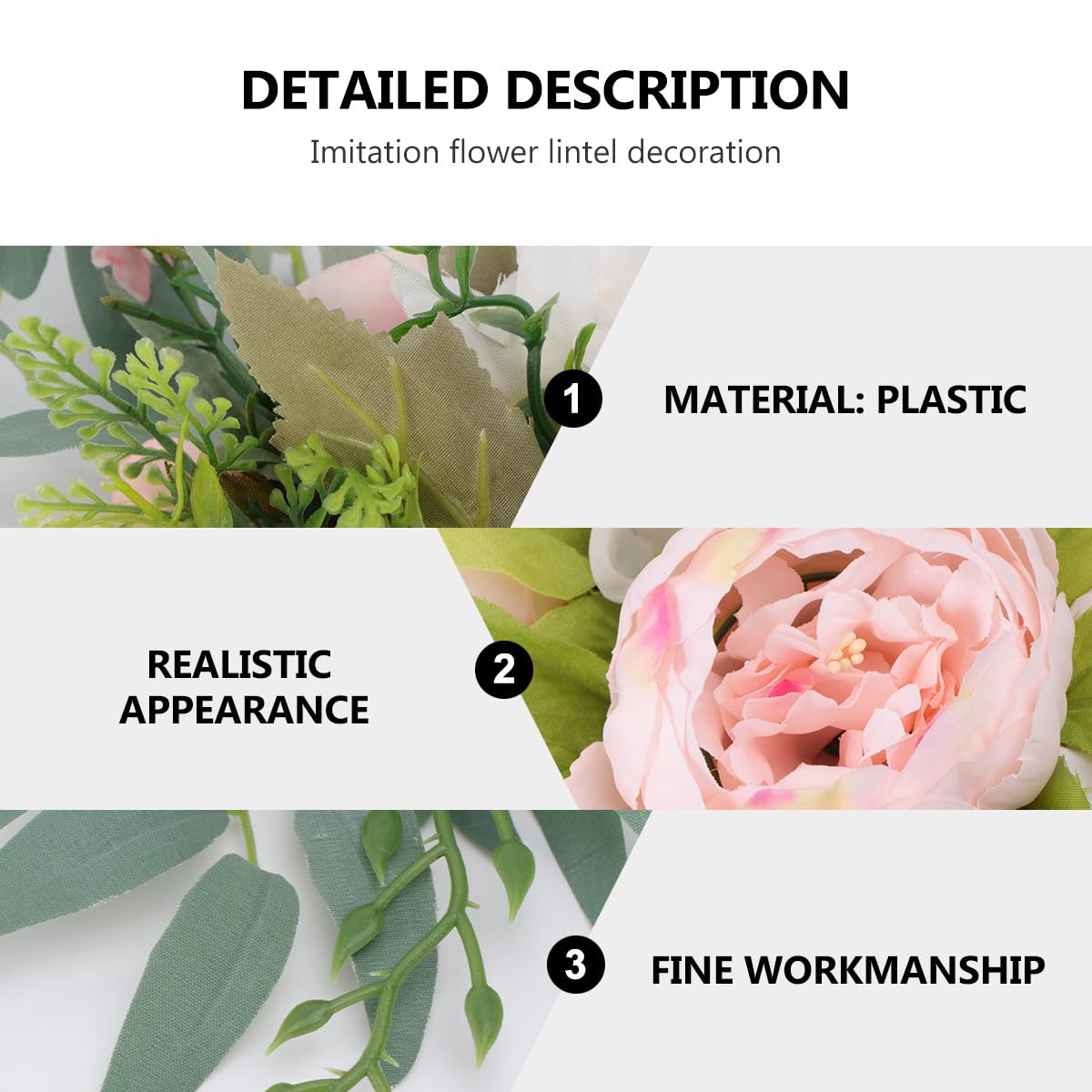 Cabilock Corona Floreale Artificiale Peonia Finta in Plastica, Decorazione Raffinata e Semplice per Porta, per Matrimonio e Atmosfera Primaverile
