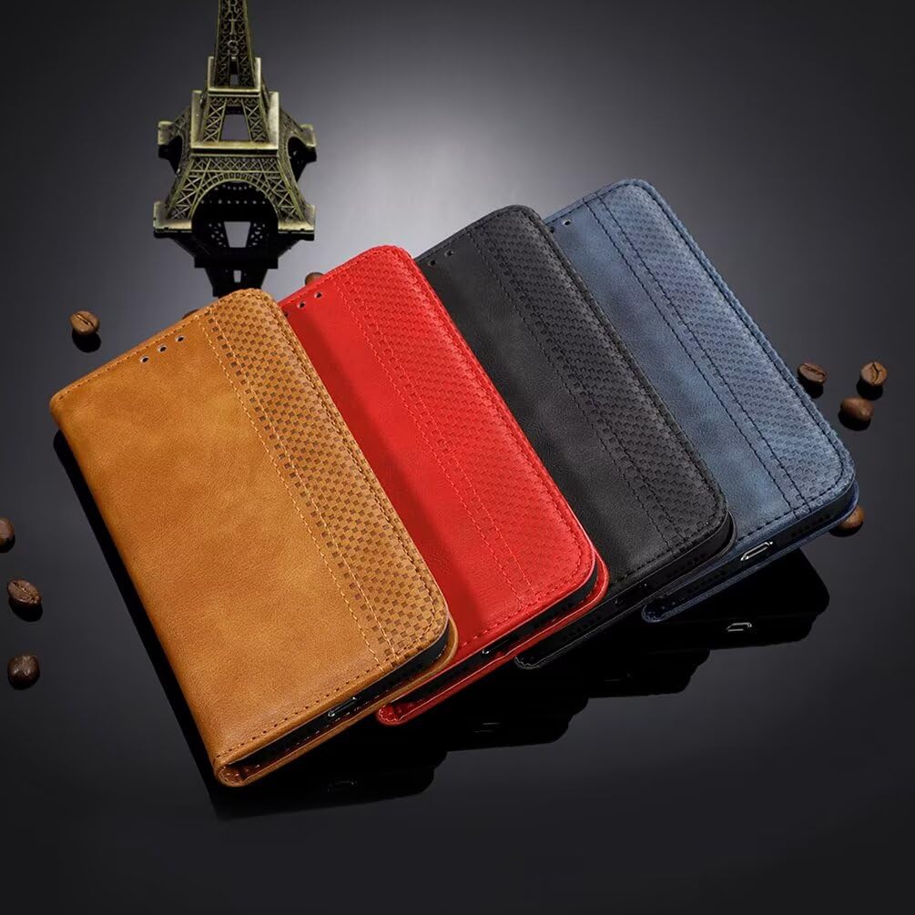 EASSGU Etui na telefon komórkowy do Oppo A6 Pro 5G (6,57 cala) Flip Folio PU skóra magnetyczna przełącznik etui ochronne [3 przegródki na karty] [1 portmonetka] Stand Case - czerwone