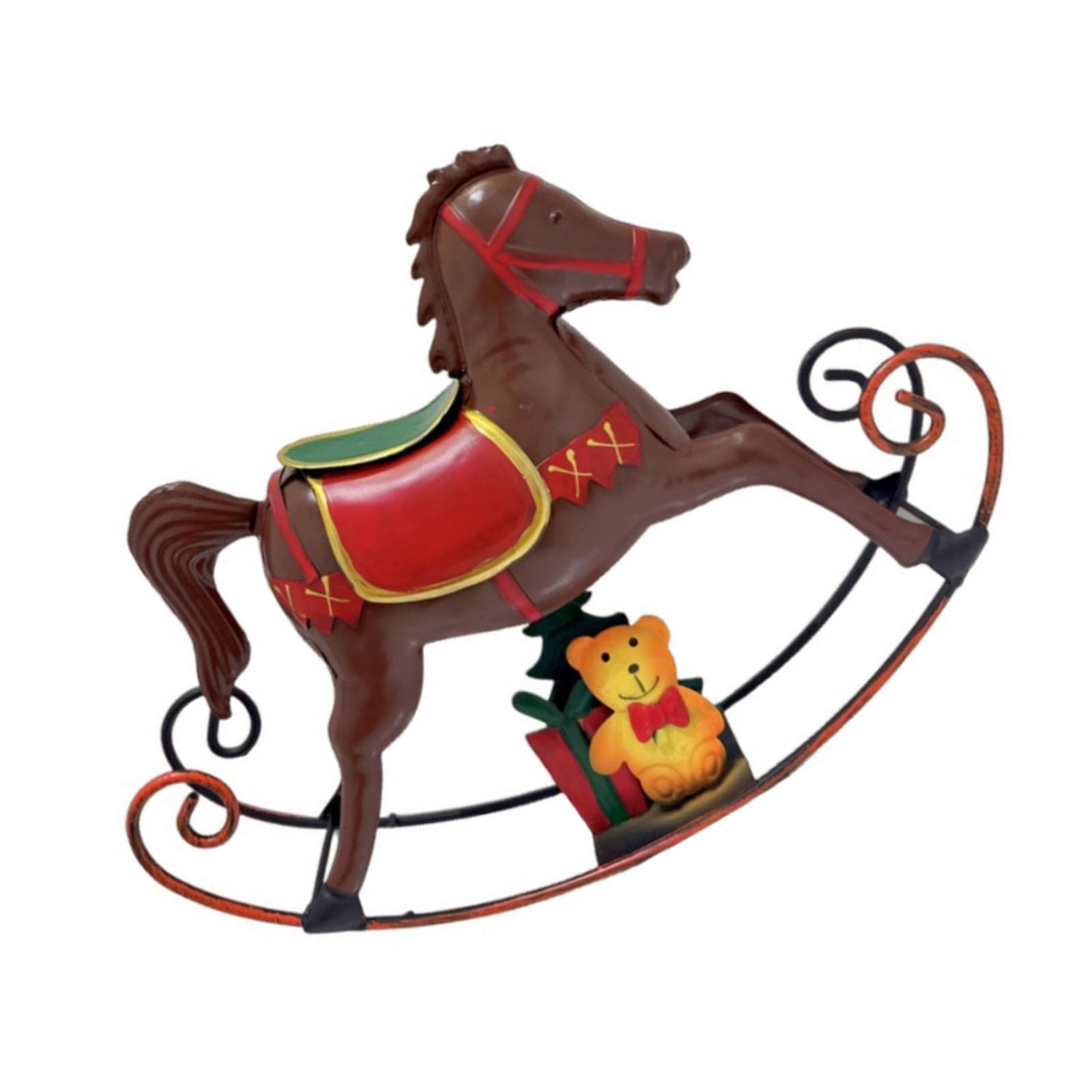 Nucelit Metal Art Swinging Horse Sculpture Festive Nordic Christmas Decoration for Shelf Display 30cm X 22cm Christmas Iron Sculpture