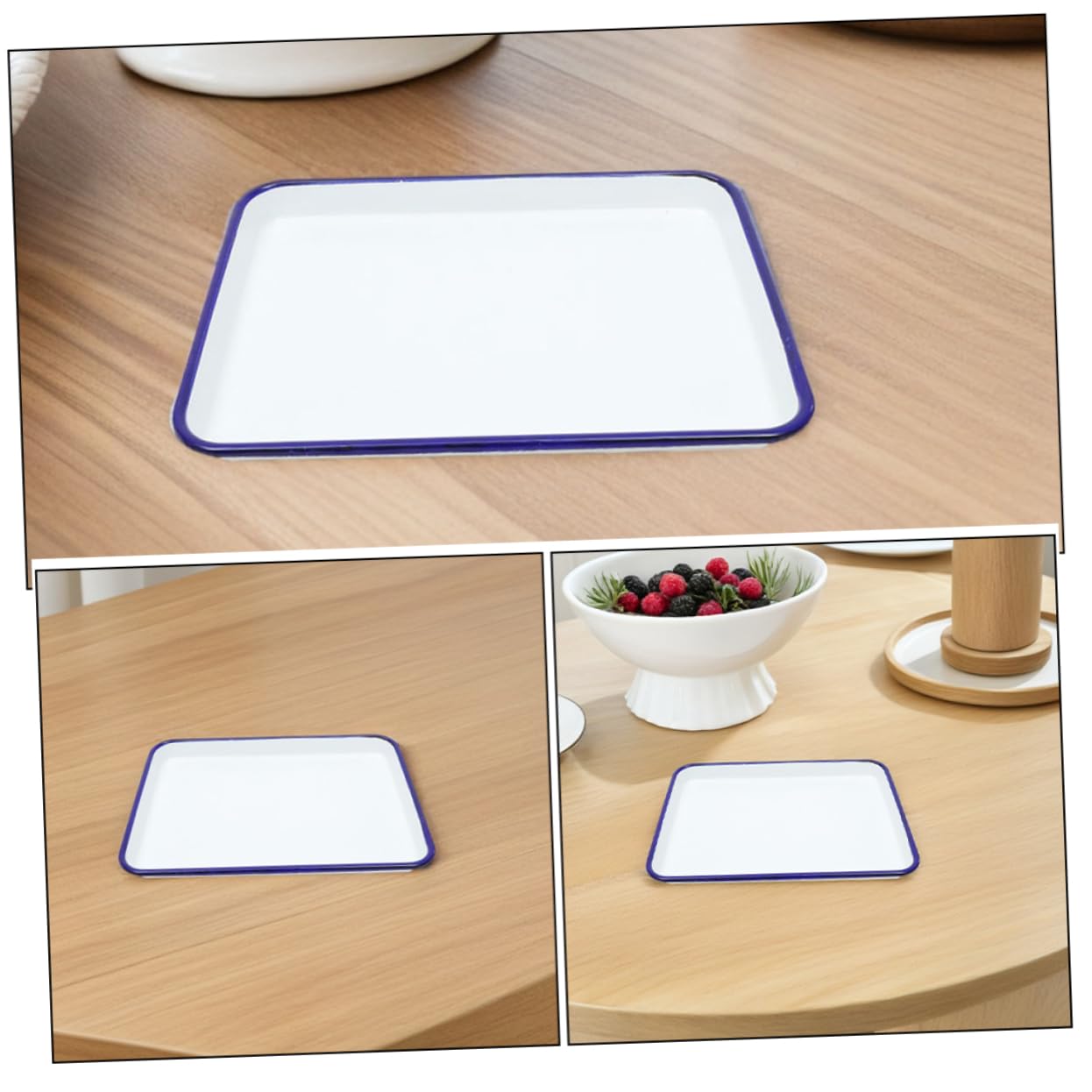 Cabilock 2 Bandejas de Esmalte para Horno, Rectangulares, Color Blanco, Resistentes al Calor y Antiadherentes, 26x18 Cm 30x20 Cm, para Hornear