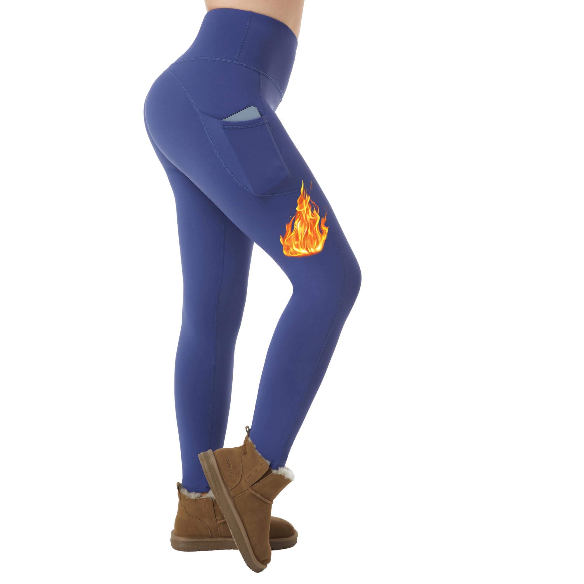 ineepor Leggins Termici Donna Invernali Felpati con Tasche Leggings Resistenti all'Acqua a Vita Alta