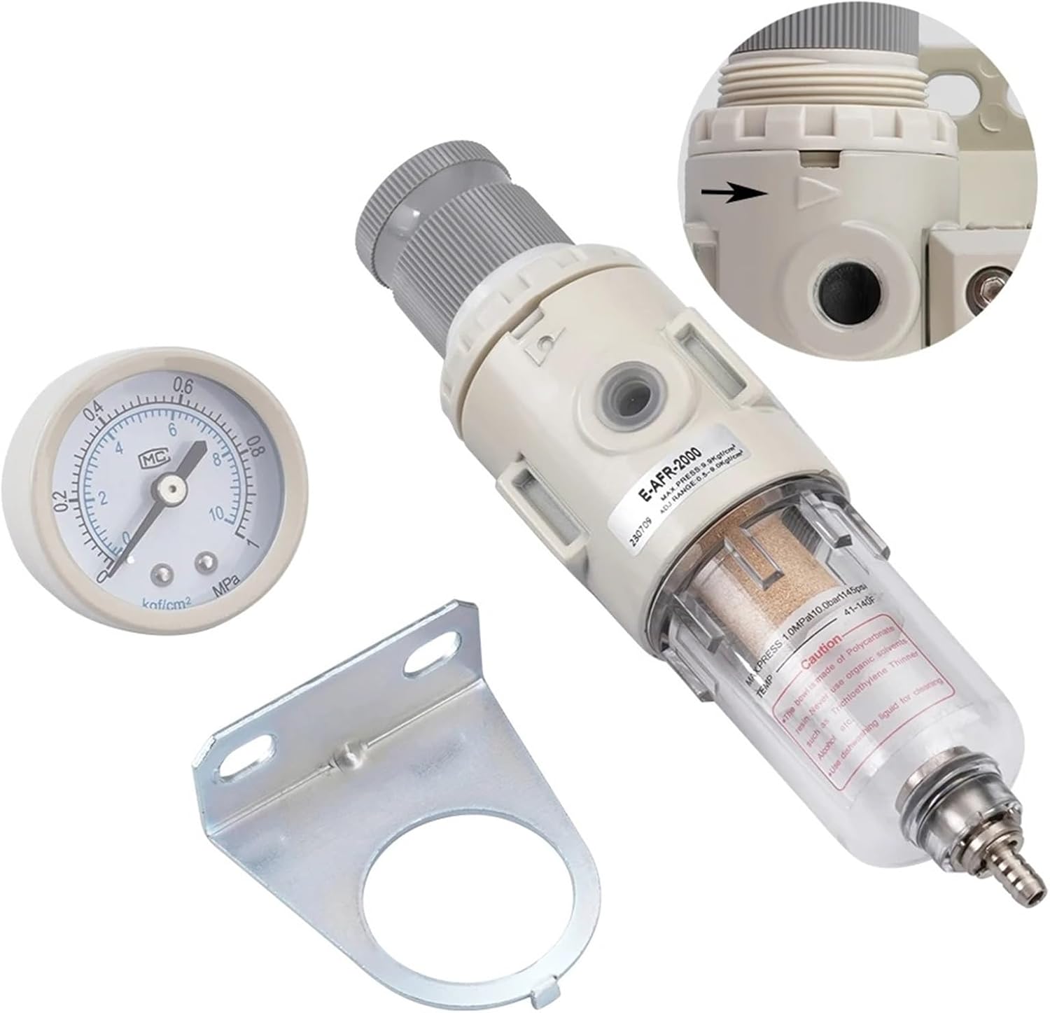 1pcs AFR2000 Compressed Air Filter Compressor Pressure Regulating Reducing Valve Valves Pneumatic Parts Tool Tools G1/4(AFR2000-2xPC12-G02)