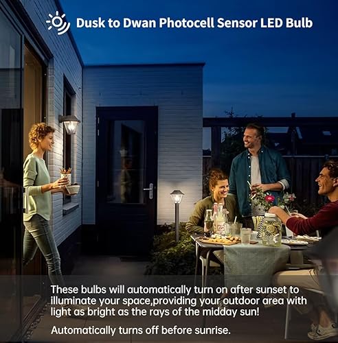 Miniatura 5 de GEPLAD Paquete de 6 bombillas LED A19 con sensor A19, fotocélula automática de encendidoapagado automático para iluminación al aire libre, luz