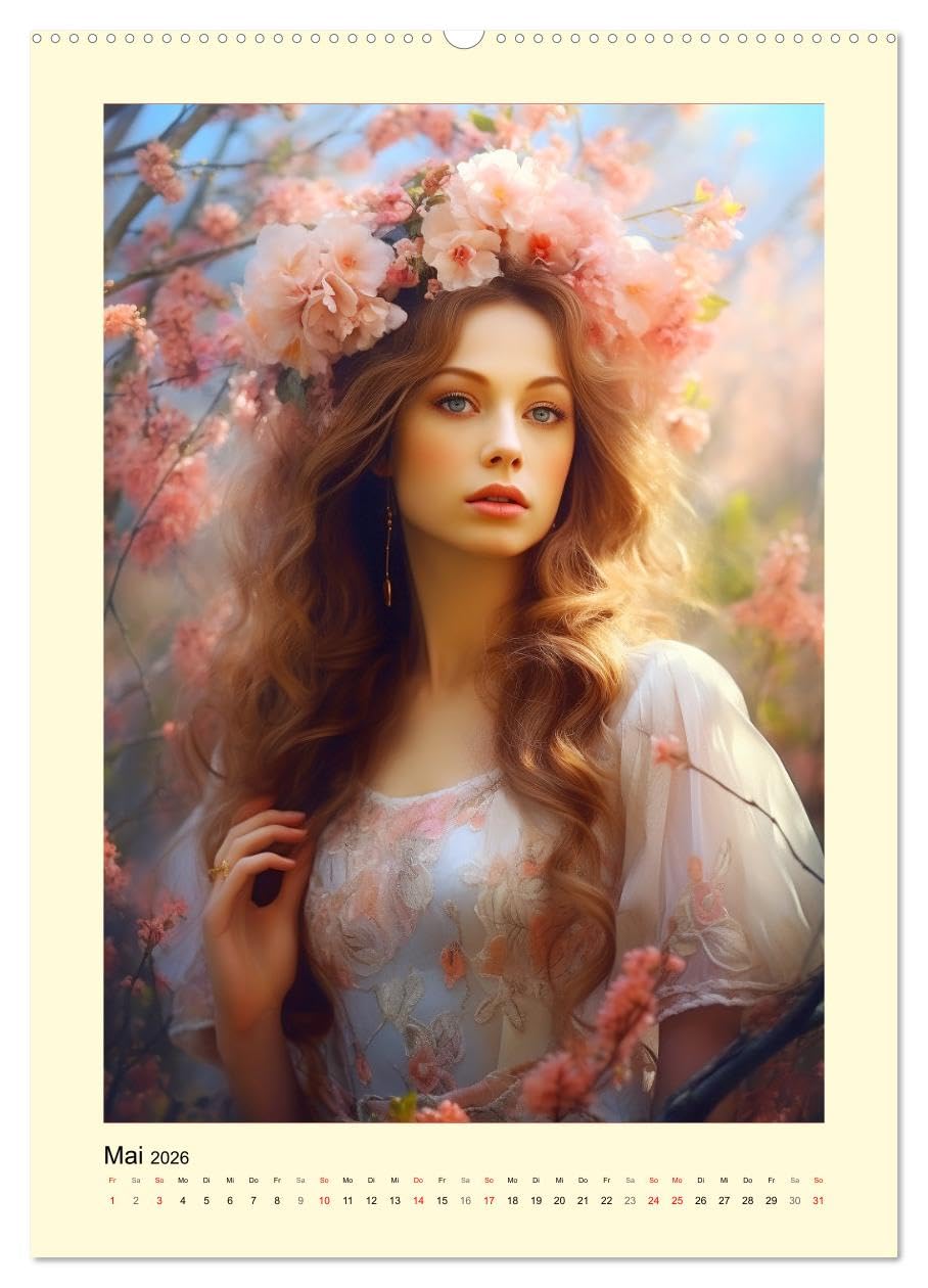 Blütenzauber. Floraler Reigen. Bezaubernde Frauen in Blumenpracht (hochwertiger Premium Wandkalender 2026 DIN A2 hoch), Kunstdruck in Hochglanz: ... Ode an die Naturschönheit (CALVENDO Menschen)