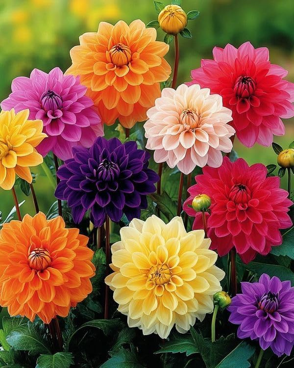 Image of Dahlia Flower Seeds Mixed Colors 50+ Seeds with Free 20+ Marigold Seeds