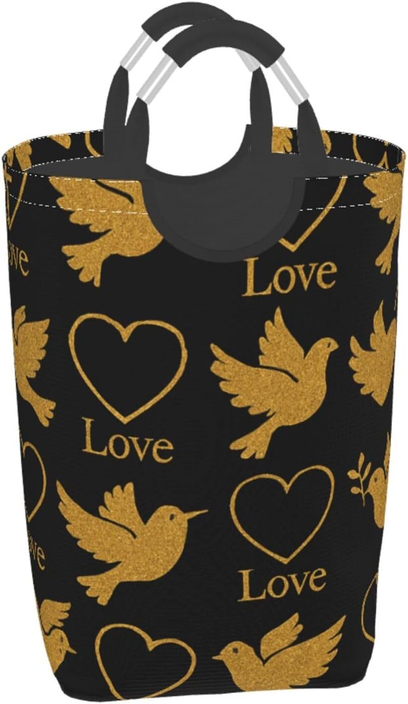 50l Laundry Basket Glitter Christian Peace Dove Waterproof Laundry Hamper Foldable Clothes Laundry Bag With Handles