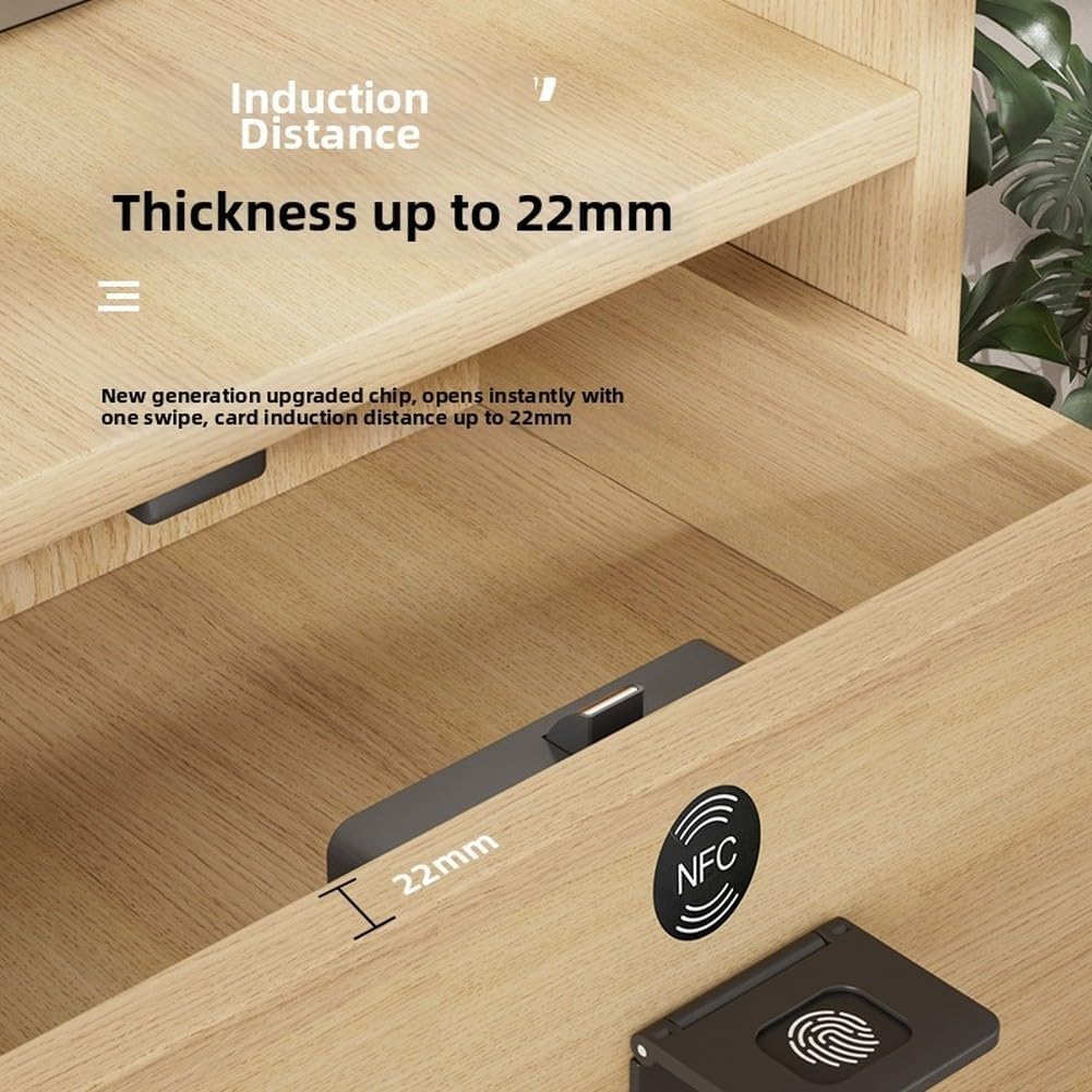 Fingerprint & Card Drawer Lock Cabinets and Drawers – Steel Lock Head, No-Drill, Backup Charging, 20-Fingerprint Capacity(A)