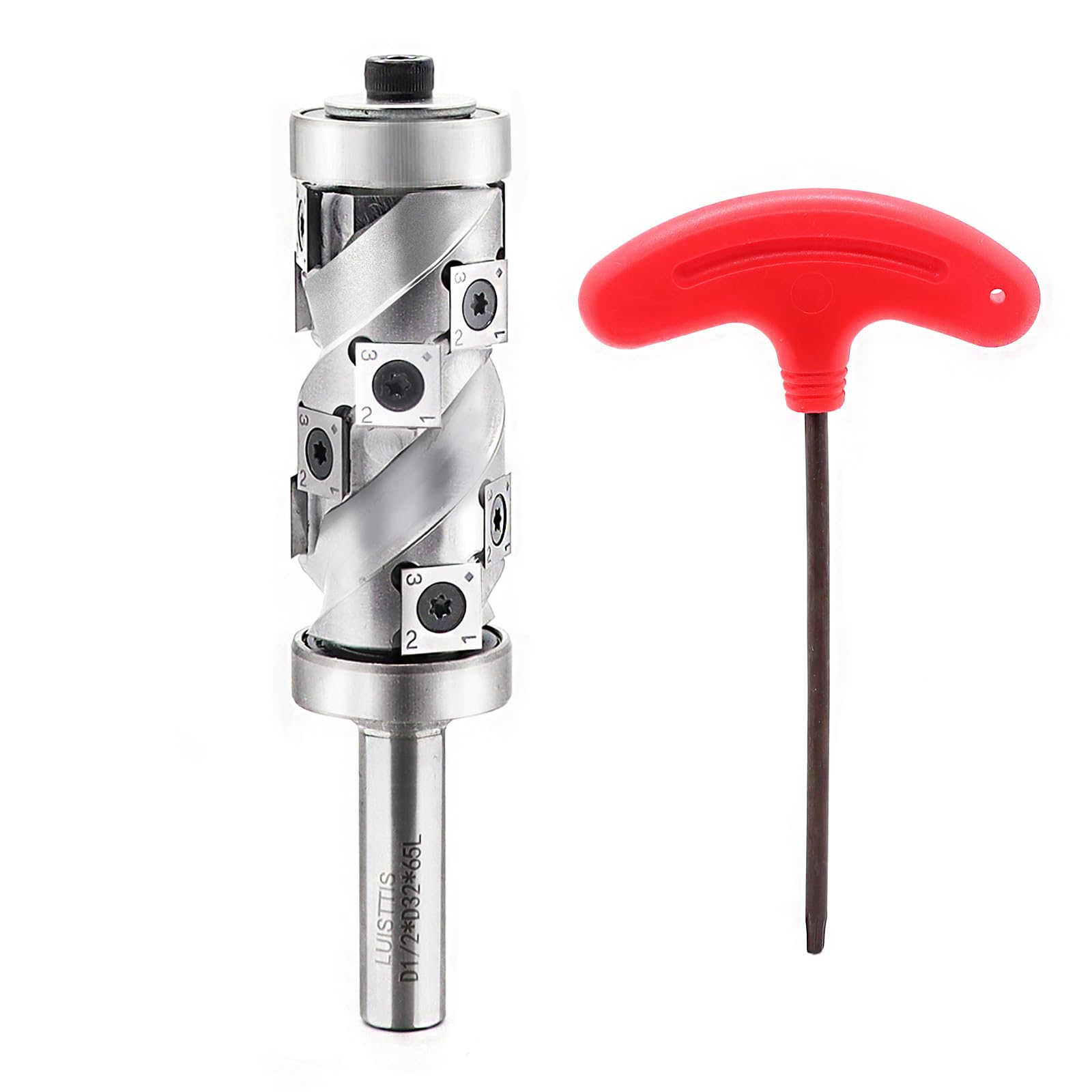 LUISTTIS Heavy Duty Carbide Insert Flush Trim Router Bit Top and Bottom Double Bearings Trimmer with Coating Pattern Template Router Bits 1/2 Inch