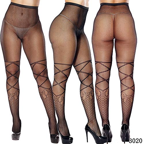Medias de Rejilla para Mujer Tejido Jacquard Lencería Legging Ultrafino Malla elástica Agujero Agujero 2-Pack,26,OneSize Cover
