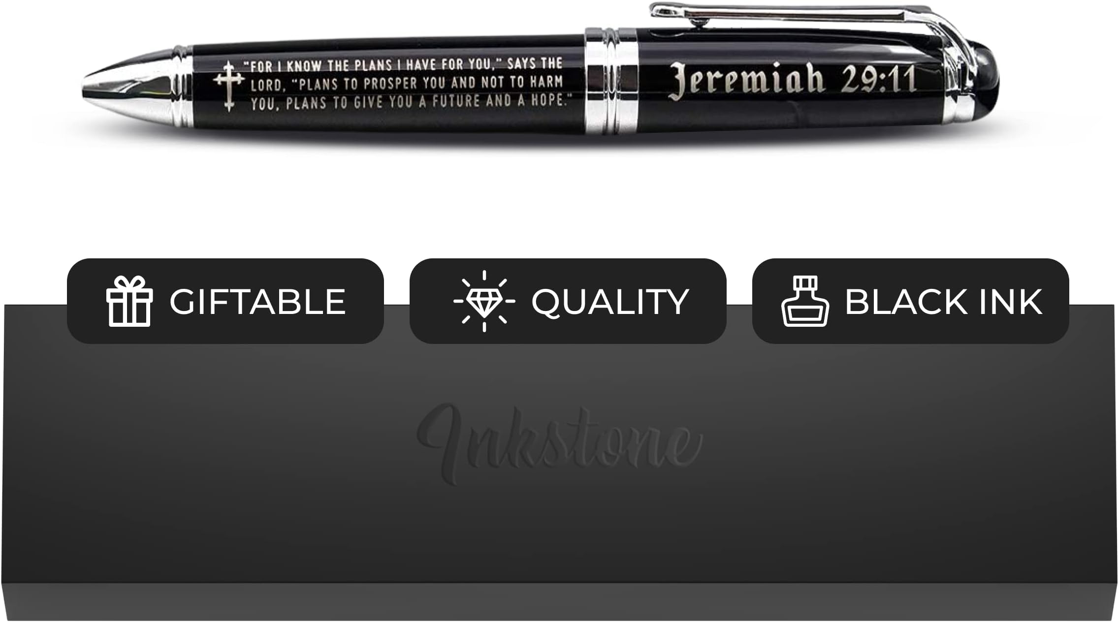 Inkstone Jeremiah 29:11 Engraved Gift Pen with Presentation Box - Inspirational Christian Living Bible Gifts for Men Women of Faith