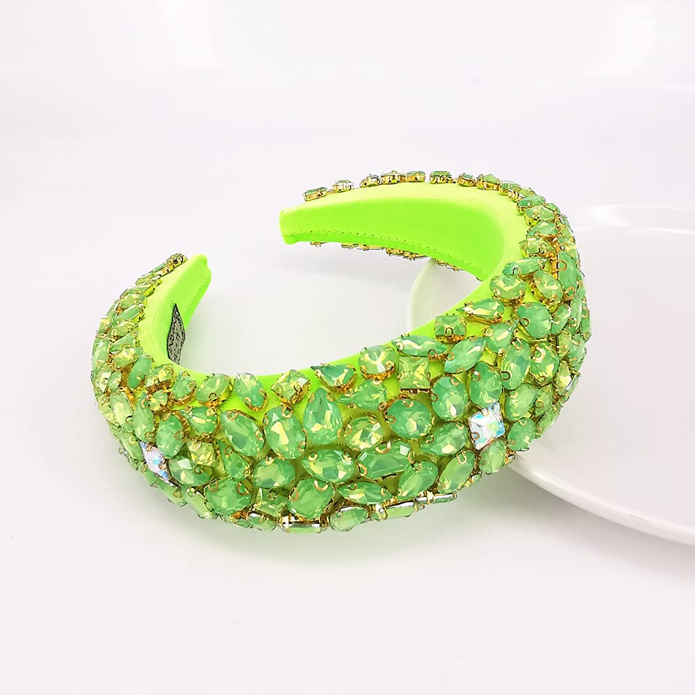 QTMY Crystal Rhinestone Headbands for Women,Hair Hoop Accessories Jewelry Head Band Headwear,471Green