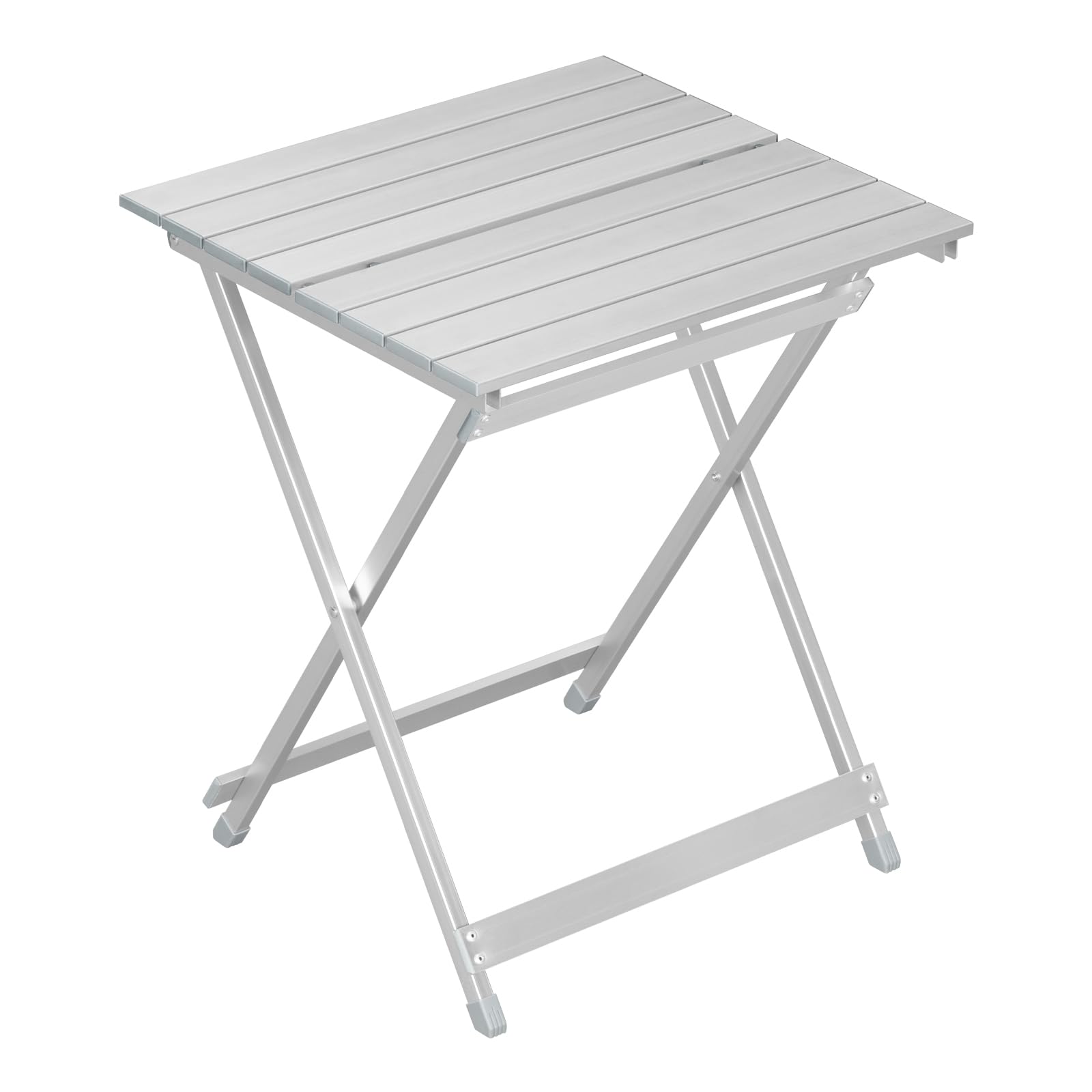 WOLTU Składany stół kempingowy aluminiowy składany mały stół do ogrodu, tarasu, balkonu, 50,5 x 47 x 59,5 cm, srebrny