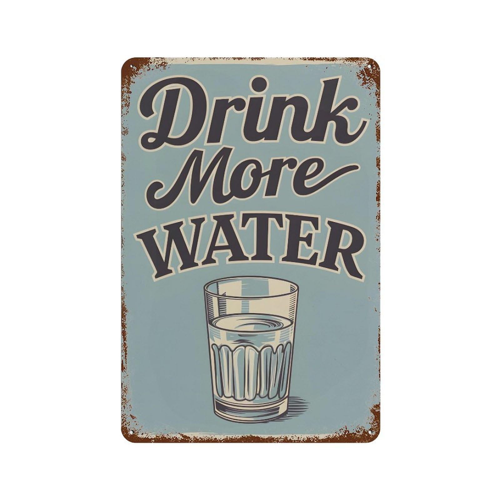 Yhgertku Style Shopagift Drink More Water Hydration Wall Art Retro Iron Vintage Metal Tin Sign Poster Modern Decor For Living Rooms Gift 30X20cm