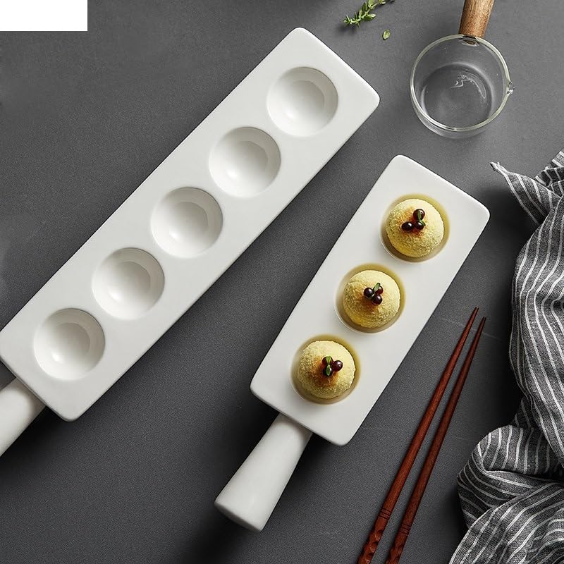 Piatti Cena Piatto da dessert in ceramica for spuntini, piatti da cucina, semplice ristorante, stoviglie in tinta unita, teglia for torta di pane, piatti da portata Forniture Per Feste(5 grid plate)