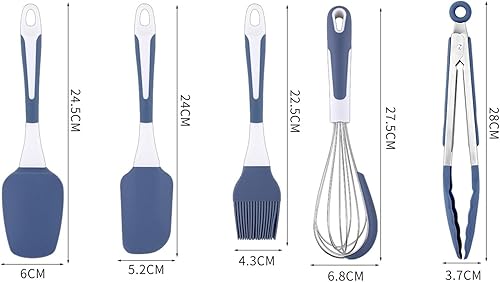 Miniatura 4 de Juego de utensilios de cocina 5 unidsset de utensilios de cocina, mango cómodo, resistente a altas temperaturas, no suave, de silicona, color de