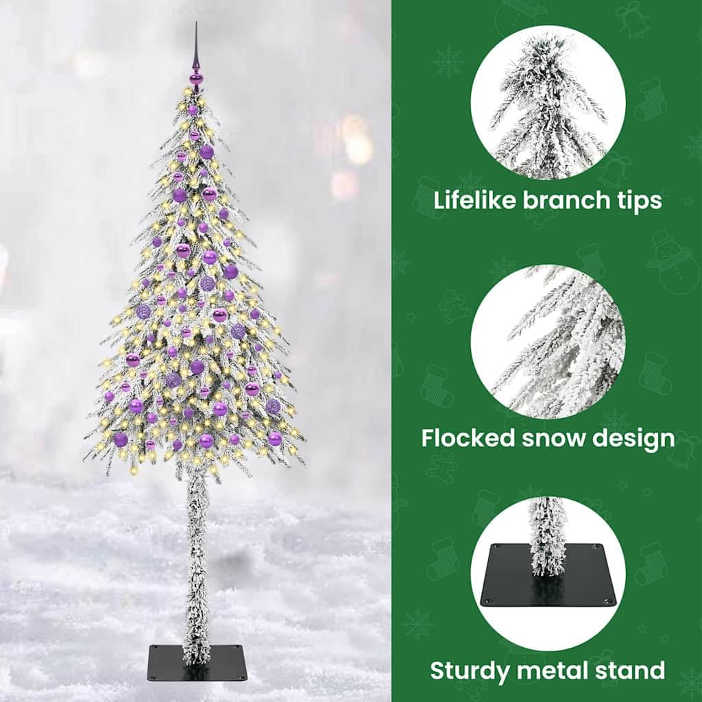 vidaXL Choinka z 300 diodami LED z podstawą Biały 210 cm PE i stal