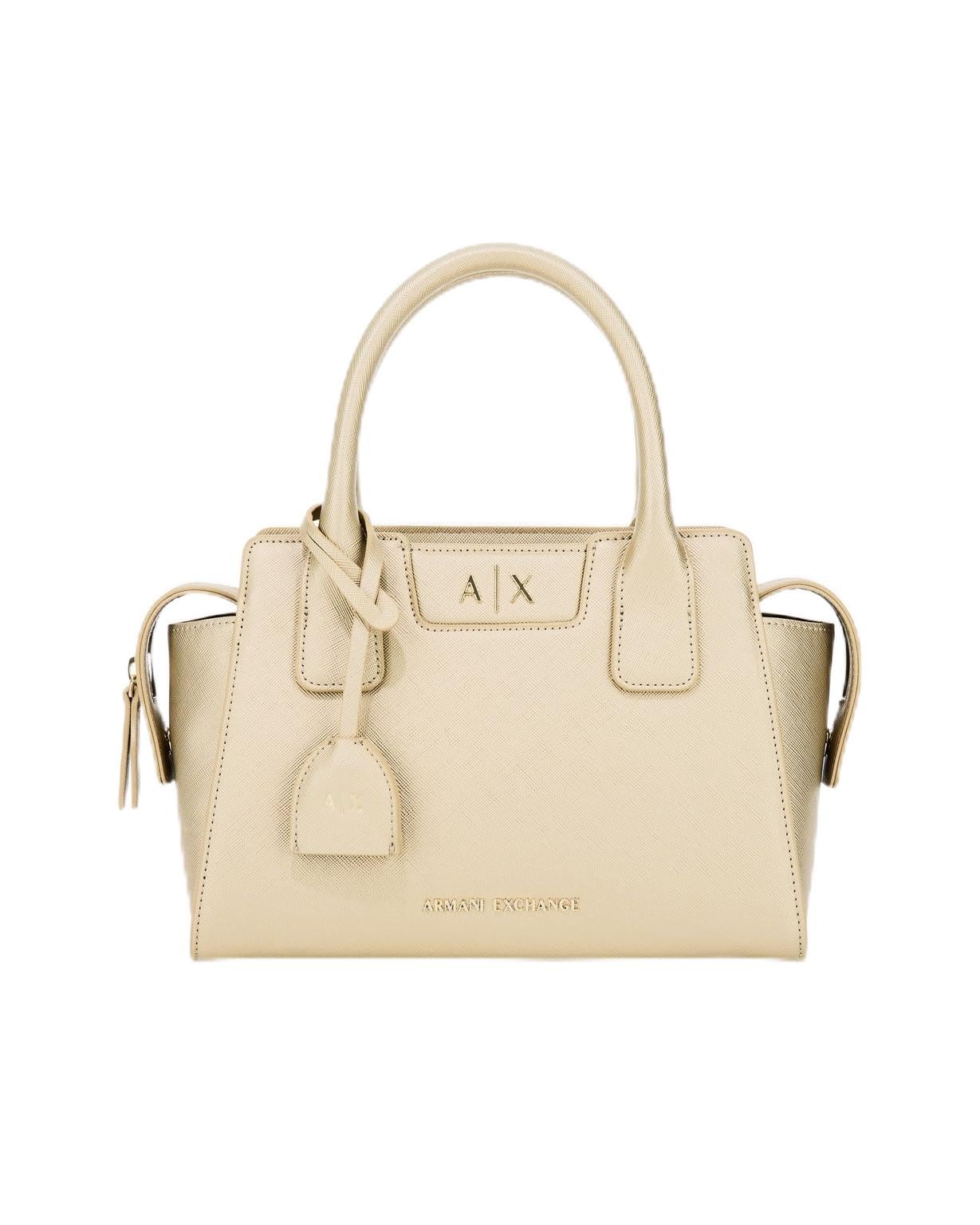 Armani Exchange Women's Amelie, Embossed Logo Lettering, Shiny Effect Tote S