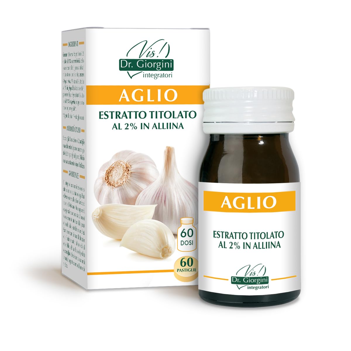 Dr Giorgini Integratore Alimentare, Monocomponenti Erbe Aglio Estratto Titolato al 2% in Allina Pastiglie - 30 g