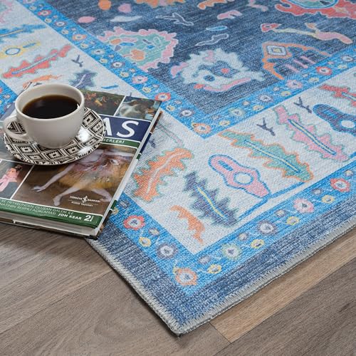 Fame Rugs Modern Oushak Rug 10x13, Vintage Turkish Blue Oriental Antique Inspired Area Rugs, Washable Foldable Luxury Living Room Bedroom (387BNB, 9'8 x 13') - Image 9